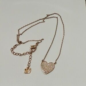 Vintage Swarovski Rose Gold Heart Crystal Necklace